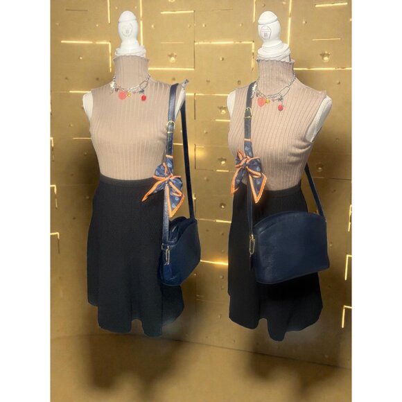 VTG Coach Madison Pierre Bag 4406 Navy Caviar Pebbled Leather Double Zip Italy - Picture 2 of 9